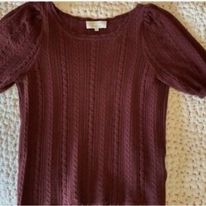 Sezane Short Sleeve Cable Knit Sweater